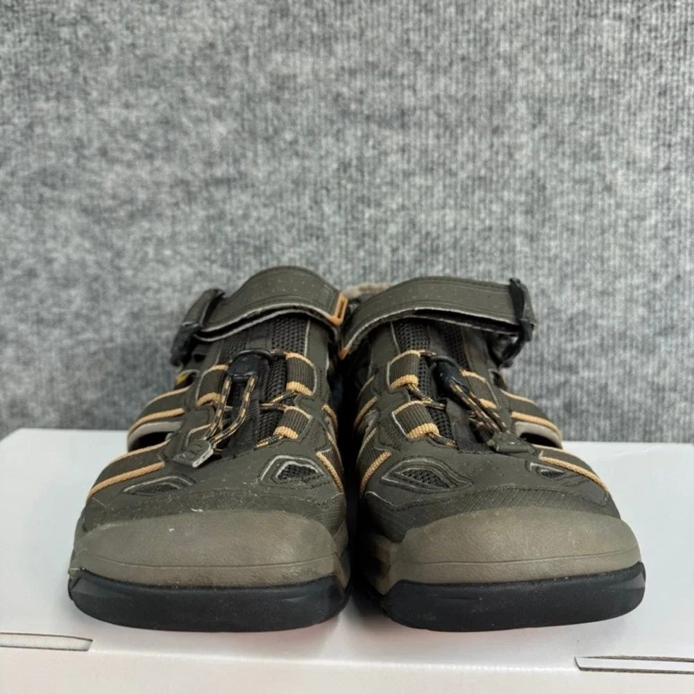 Teva Tanza Mens Closed Toe Hiking Sandals Olive Green Tan Water Shoes Size 8.5